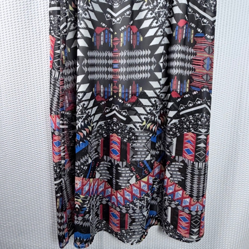 NY Collection Woman Geometric Tribal Print Maxi Dress Black Red 2X Sleeveless - Picture 10 of 10